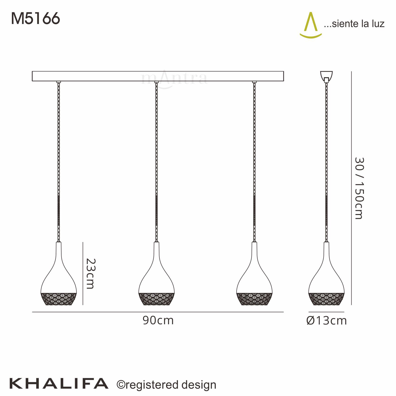 M5166  Khalifa Pendant 3 Light Copper